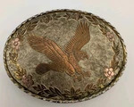 Vintage Western Express Oval Eagle Belt Buckle Multi-tone Floral Trophy Style.... Fixed Price $27.99.