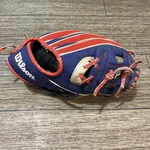 Wilson Mlb Baseball Glove Blue Red White 5 Finger Leather. Fixed Price $9.95.