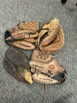 (4) Adult Softball/baseball Gloves Need Tlc Mizuno Vintage, Wilson A2000. Fixed Price $49.00.