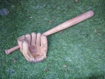 Vintage Louisville Slugger 125LL Powerized Baseball Bat & Spalding Glove Bundle. Fixed Price $49.99.