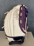 Rawlings Fastpitch Softball Glove FP115PURW 1/2 Purple White Rht. Good Shape. Fixed Price $19.95.
