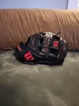 Wilson A2K 1787 11.75" Baseball Glove Rht Black/red Super Skin/snake. Fixed Price $400.00.