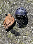Used Catchers Gear Mizuno Size Adult 15.5 Shin Gardes Purple. Fixed Price $90.00.