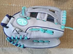 Rawlings WFP12GM-REG Fastpitch Series Youth 12" Softball Glove Gray/aqua/purple. Fixed Price $21.99.