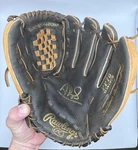 Rawlings PP70 11.5 Basket Web Leather Baseball Glove Black/tan Left Hand. Fixed Price $35.00.